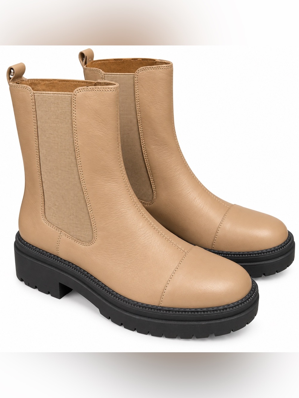 Sam Edelman Wellington Sesame leather lug boots 9.5
